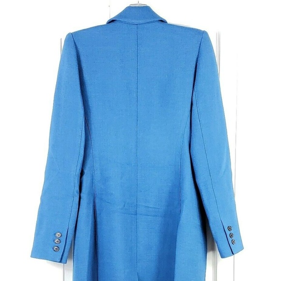 SMYTHE blue peaked lapel column long wool coat - Picture 6 of 8